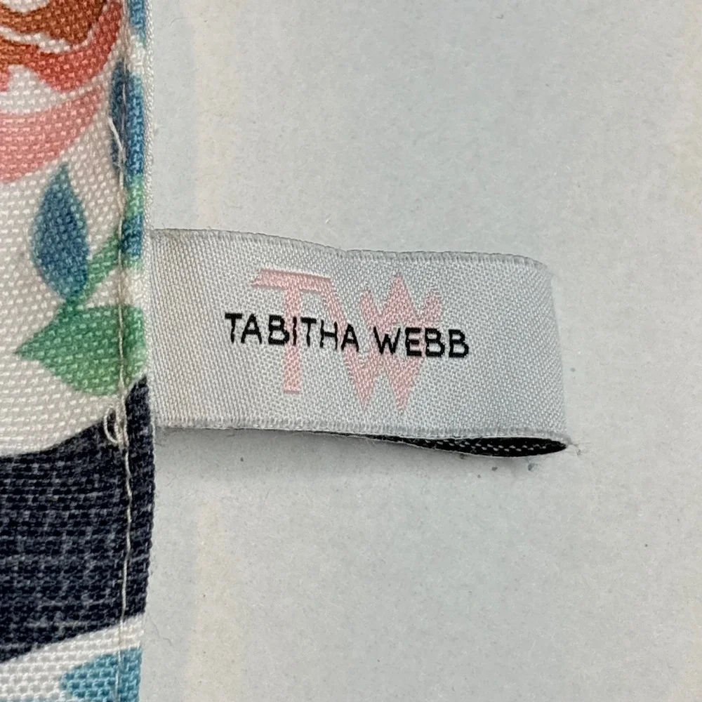 Tabitha‎ Webb Easter Table Runner Watercolor Floral Navy Blue Textured Fabric